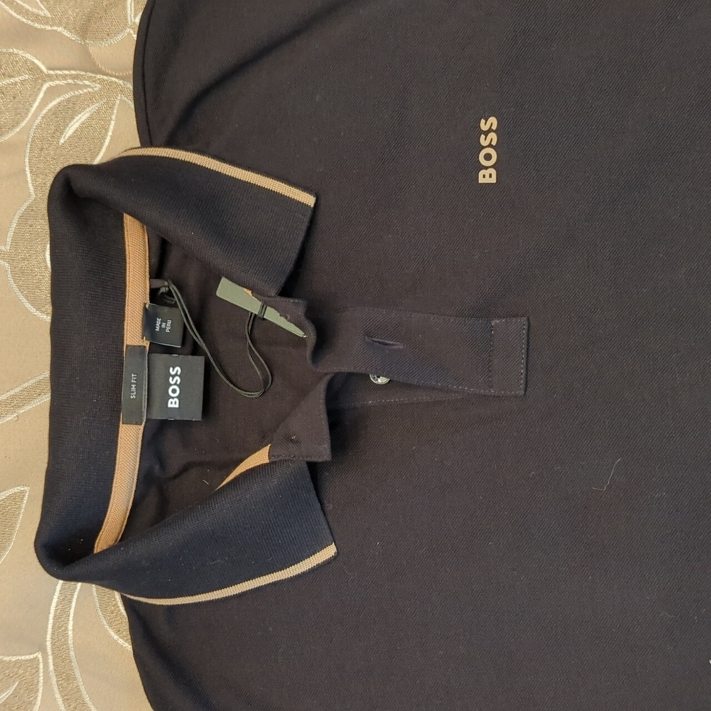 Boss Slim Fit black polo size Large